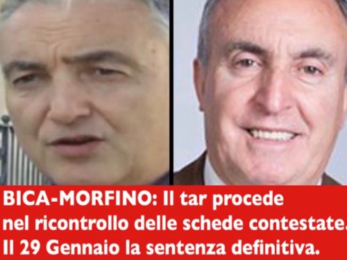 BICA-MORFINO: Il tar procede nel ricontrollo delle schede contestate. Il 29 Gennaio la sentenza definitiva.
